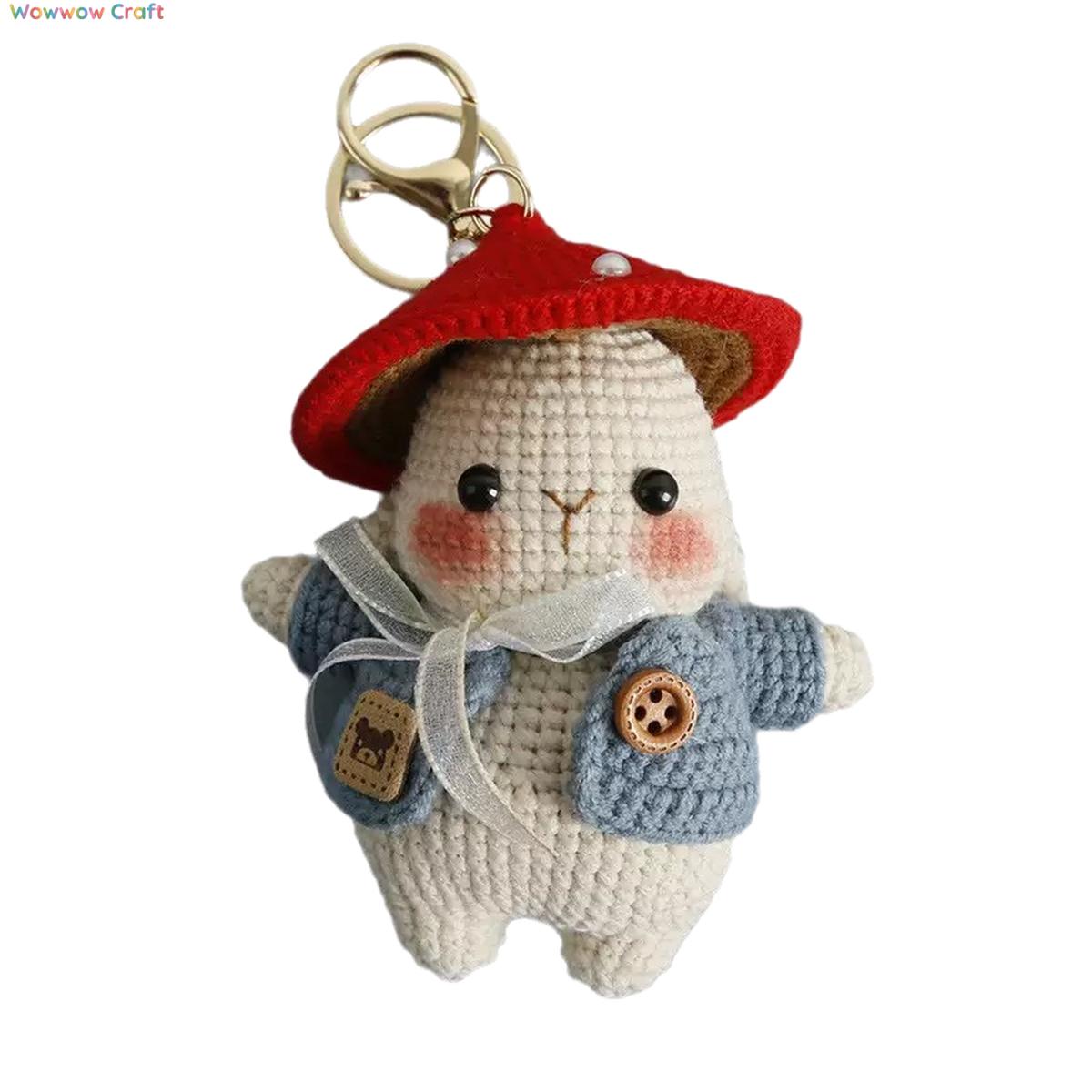 Pendants,Crochet Doll,Cute Hand-crocheted Mushroom Rabbit Doll - Hand-crocheted Pendant Keychain